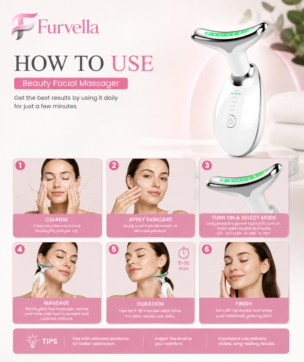 Furvella GlowLift Pro™ – 7-Color LED Facial & Neck Massager